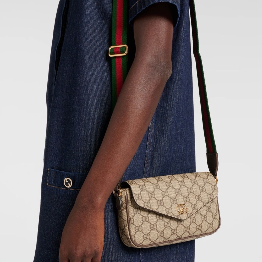 Gucci GG Ophidia Crossbody Bag with Green-Red Strap - Picture 6 of 8